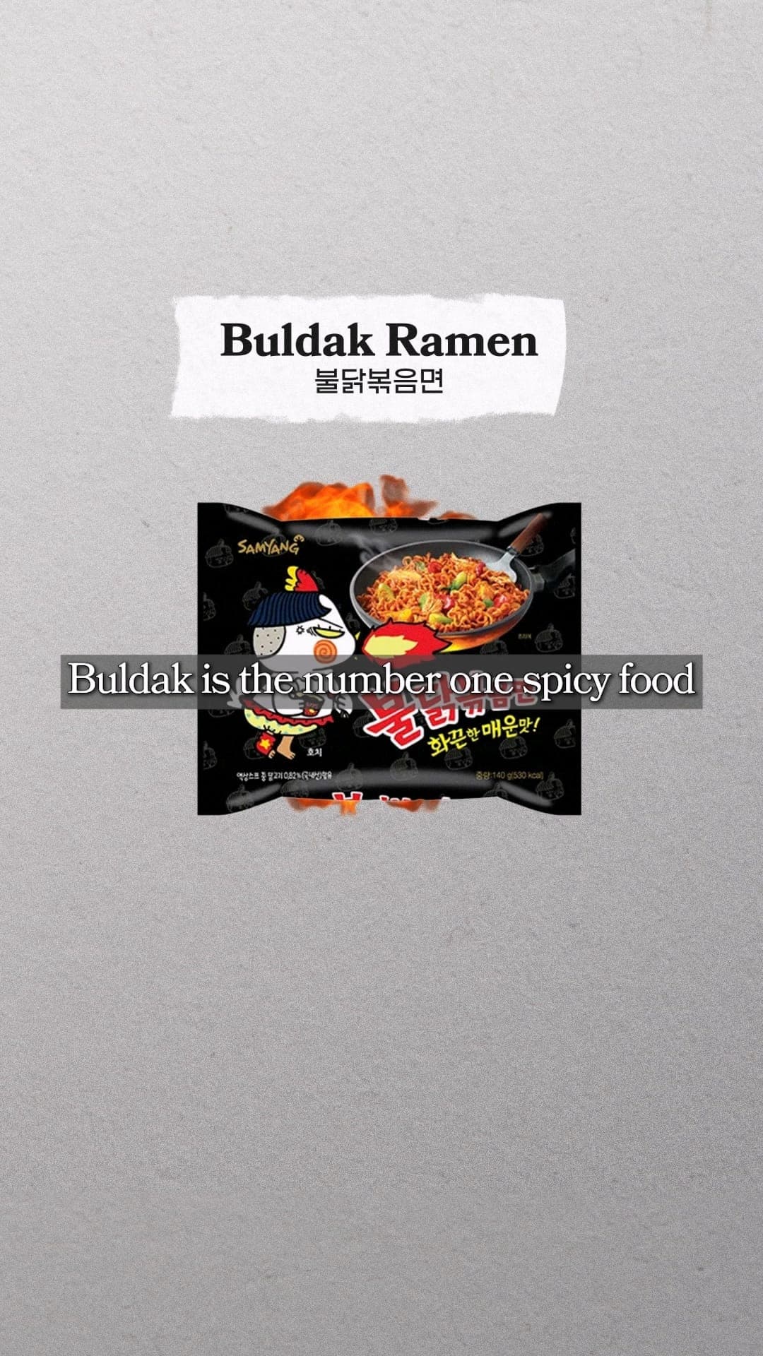 Buldak ramen package shown in the original EpicKor Korean ramyun footage.