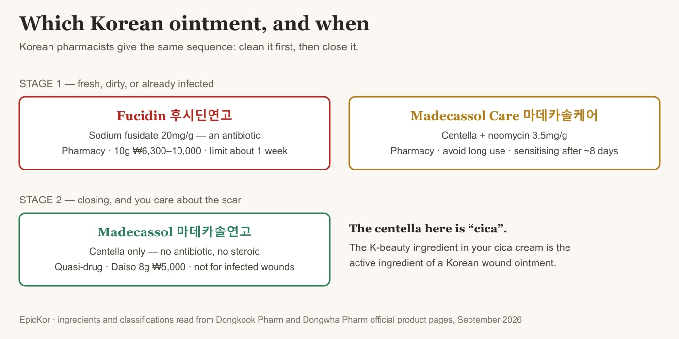 Fucidin vs Madecassol: Which Korean Ointment for Which Wound